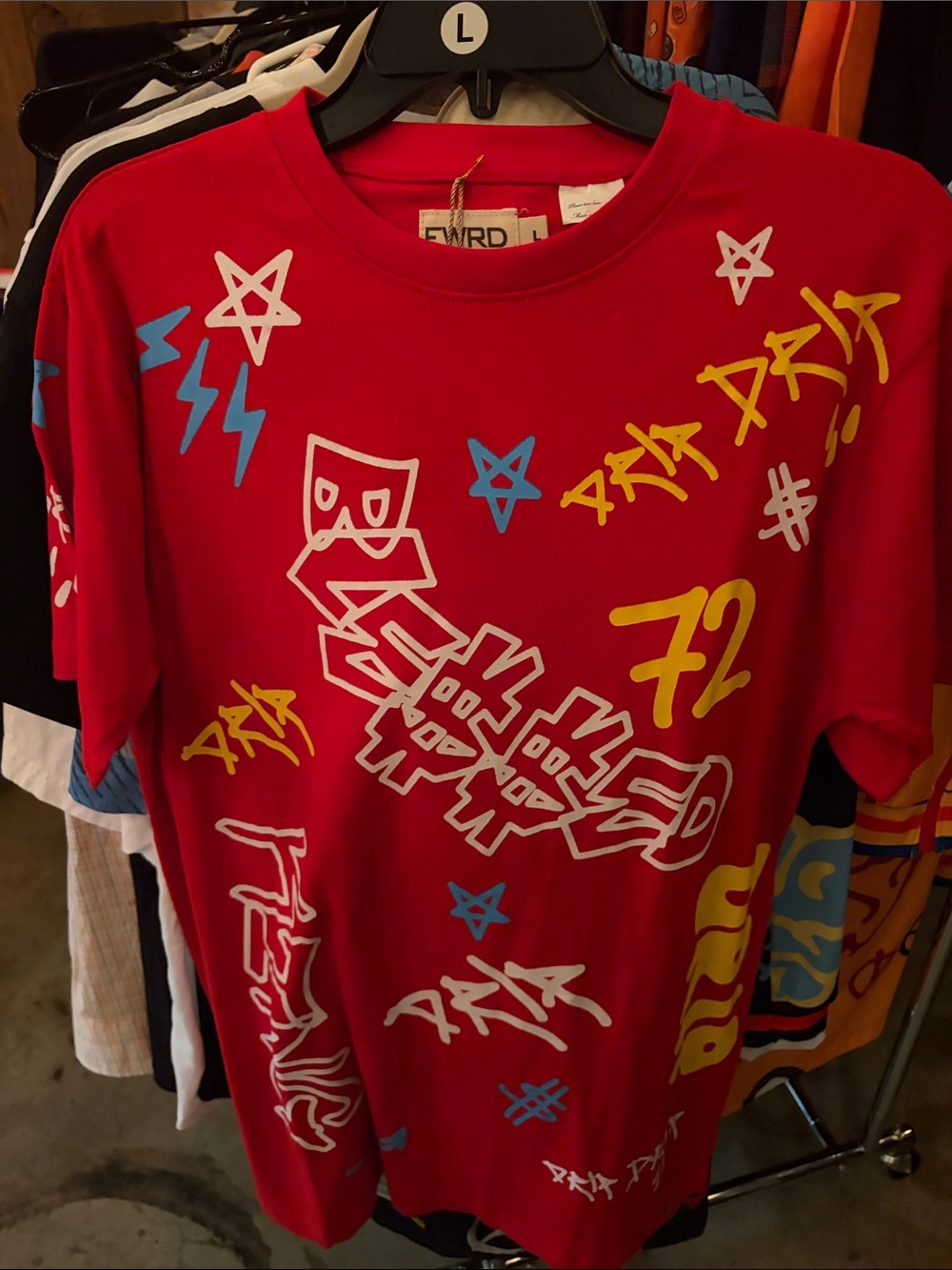 FWrd Red Graphic Short-Sleeve Tee with Yellow & Blue Accents